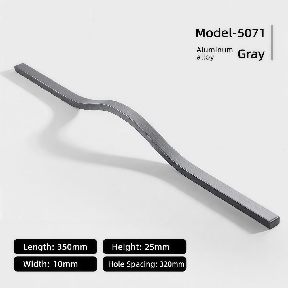 アルミ合金製キャビネットプルハンドル、複数サイズ展開、ブラッ - Curved Spring Bar のレビューと価格