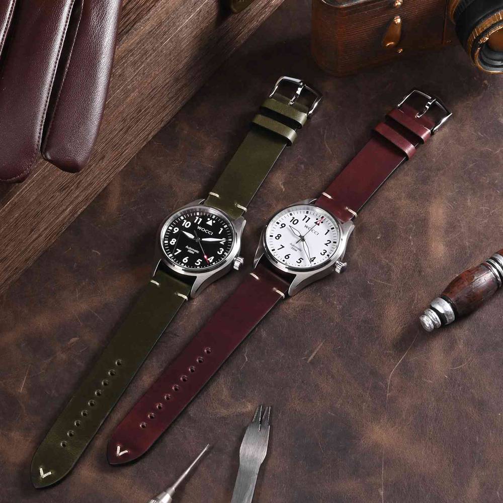 Wocci-オイルワックスレザー時計ストラップ、調節可能な時 - Suede Strap Watch のレビューと価格